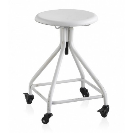 Taburete ruedas blanco 36x36x58cm - Terraendins