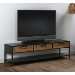 Mueble TV combinado con fibra natural 140x38x40cm
