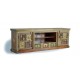 Mueble TV madera maciza, bronce y azulejos 178x49x68cm
