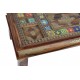 Mesa de centro TV madera maciza, bronce y azulejos 120x60x45cm