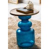 Mesa auxiliar vidrio azul y madera tropical 38x48cm
