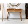 Consola madera acacia y ratán 90x30x72cm