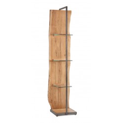 Estantería / librería madera maciza de acacia, cristal y metal 47x40x205cm