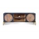 Mueble TV madera maciza de mango y metal 2 puertas 145x40x56cm