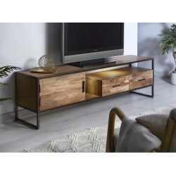 Mueble TV acacia y metal 175x40x50cm