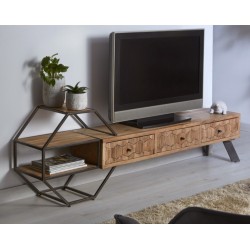 Mueble TV acacia y metal 190x35x60cm