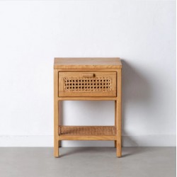 Mesita madera mindi / ratán 40x36x56cm