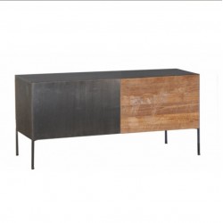 Mueble TV madera teca y acero 111x45x55cm
