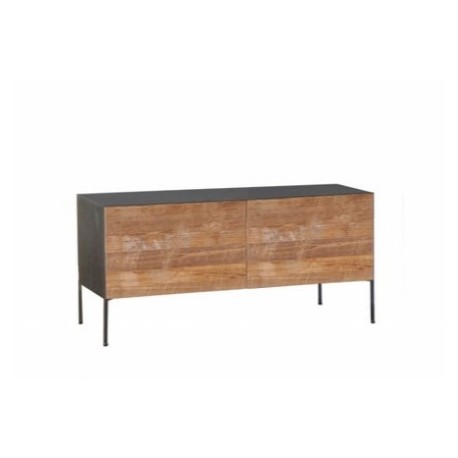 Mueble TV madera teca y acero 111x45x55cm