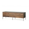 Mueble TV largo teca y acero 166x45x55 cm