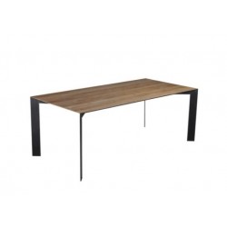 Mesa rectangular teca y acero 200x100x76cm