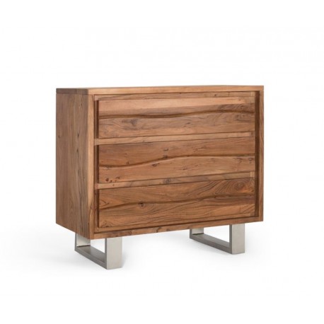 Cómoda madera acacia y metal 91x40x81cm