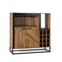 Mueble bar madera mango y metal 120x40x120cm